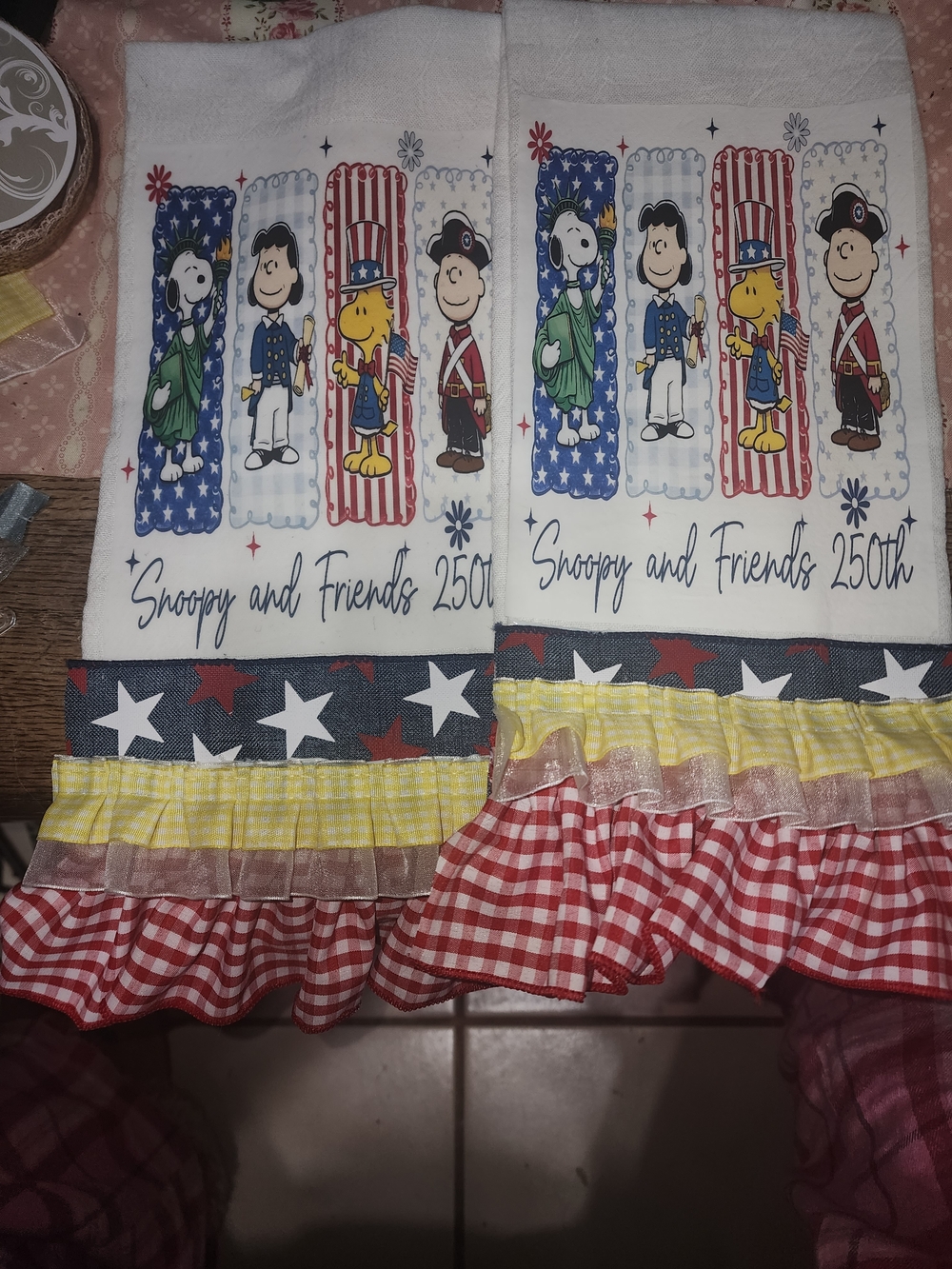 Peanuts Snoopy & Friends 250th Red White Blue Kitchen Towels - Set of 2